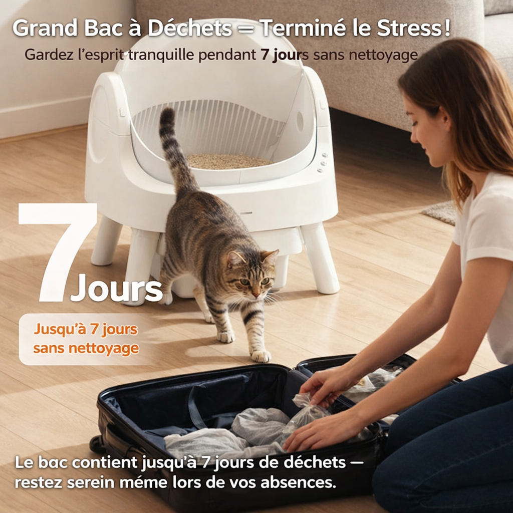 Automatische Katzentoilette – Vernetzte, selbstreinigende Katzentoilette, geräuscharmes Design