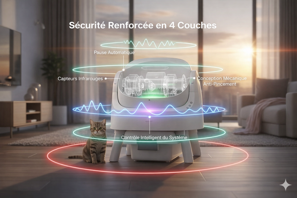 Automatische Katzentoilette – Vernetzte, selbstreinigende Katzentoilette, geräuscharmes Design